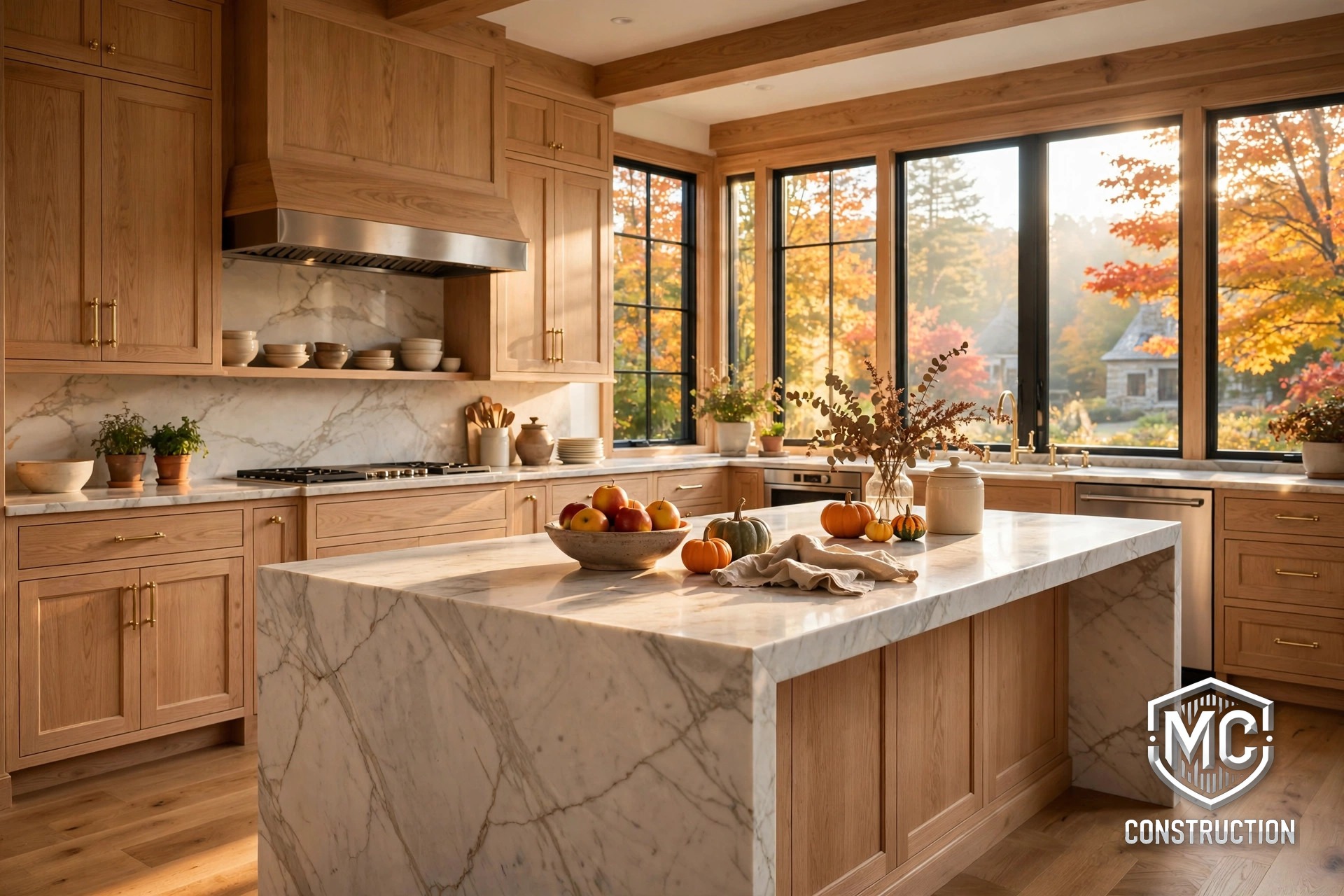 The 'Forever Home' Era — high-end white oak kitchen remodel in a New England home in fall
